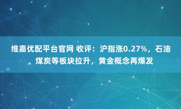 维嘉优配平台官网 收评：沪指涨0.27%，石油、煤炭等板块拉升，黄金概念再爆发